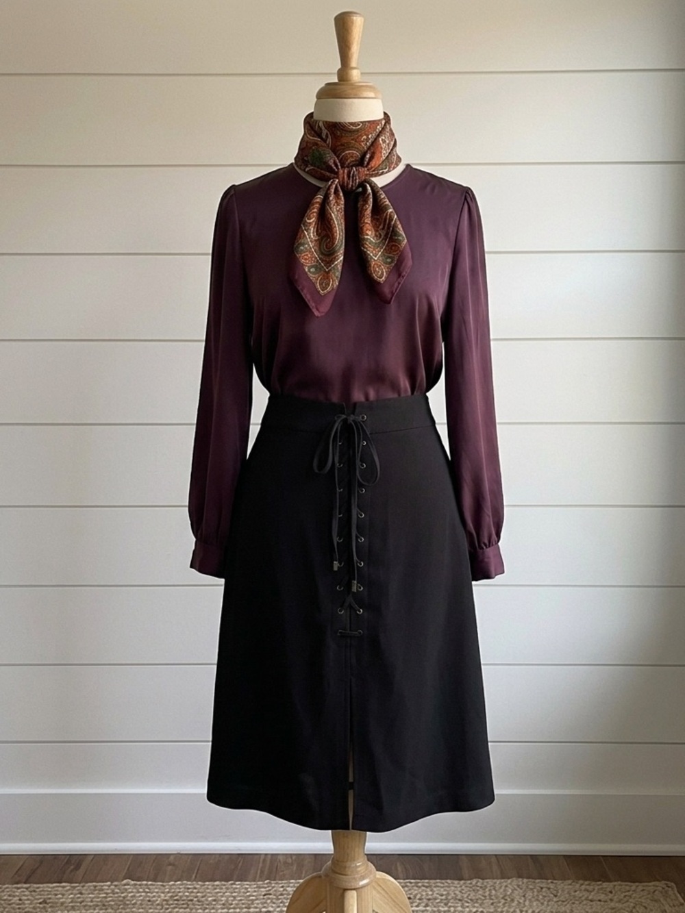 Who What Wear Black Lace Up Front Midi Skirt Neutral Goth 14 - Picture 5 of 6